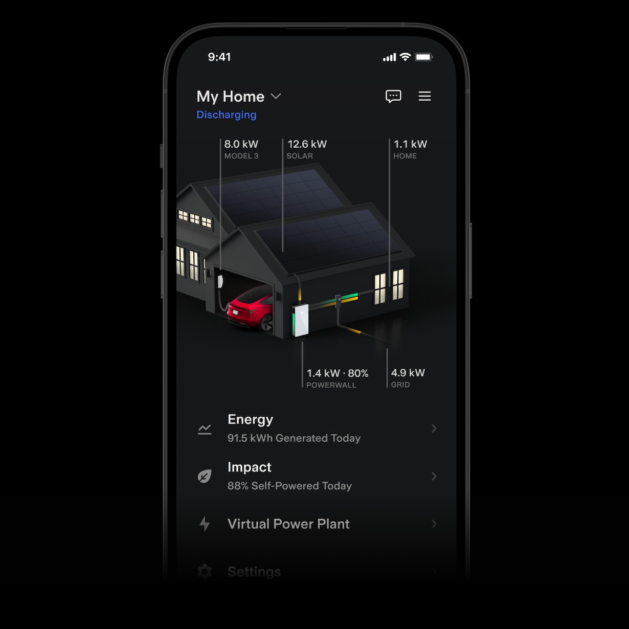 Tesla app for energy products